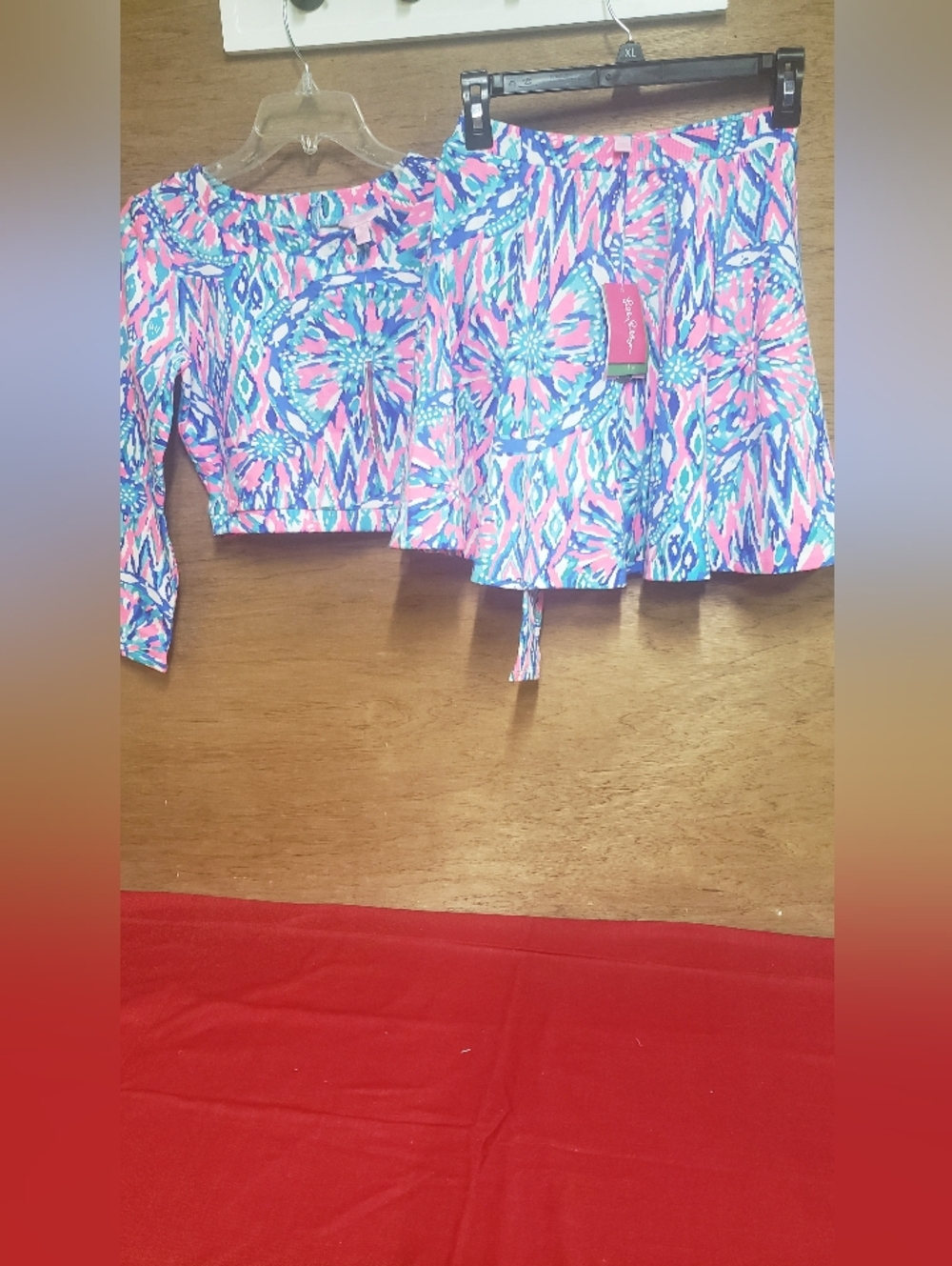 Lilly Pulitzer Tiki Pink Shake It Up 2pc Crop Top & Matching Skort XS NWT